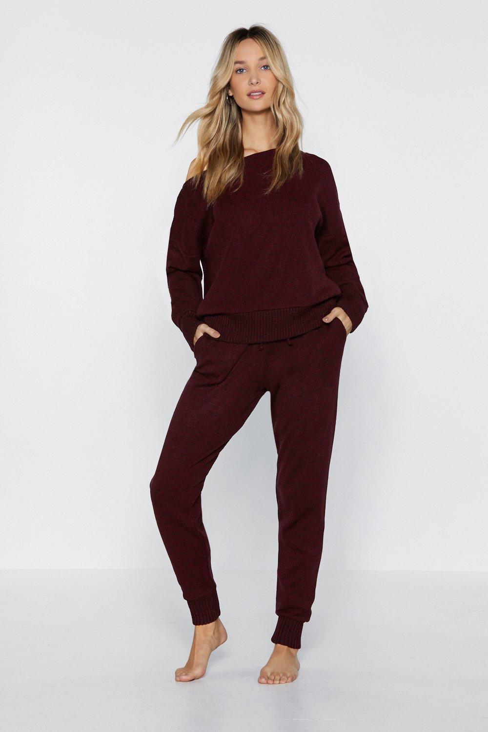 jogger pants and sweater