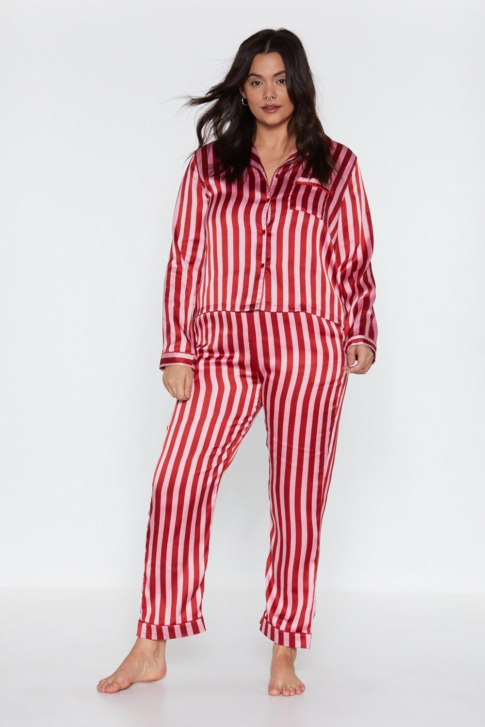 striped satin pajamas