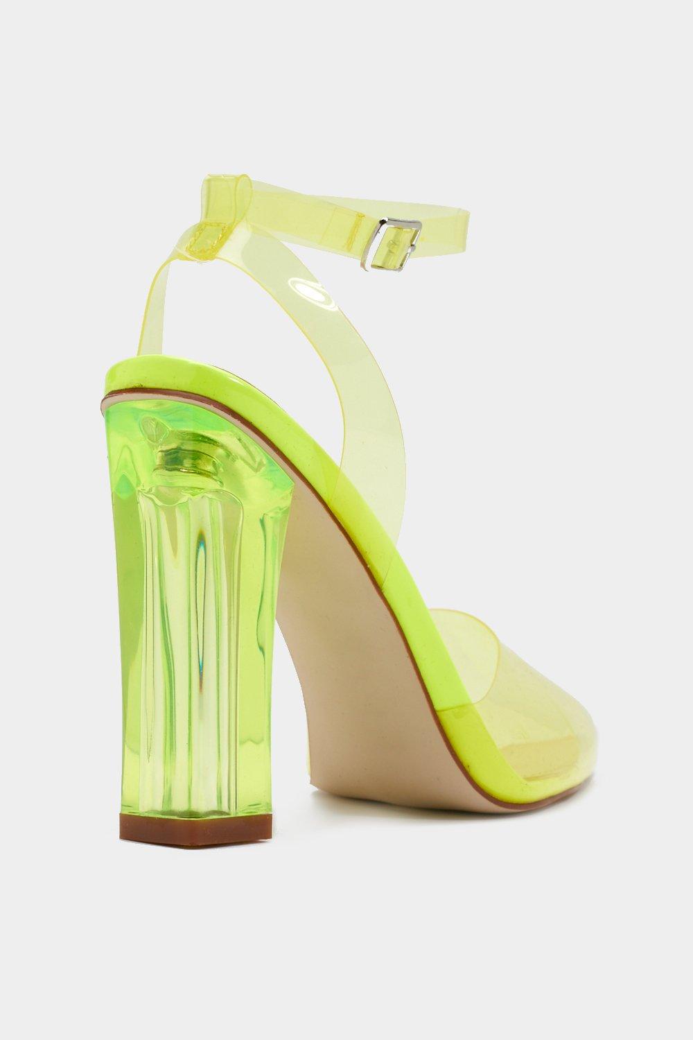 green perspex heels