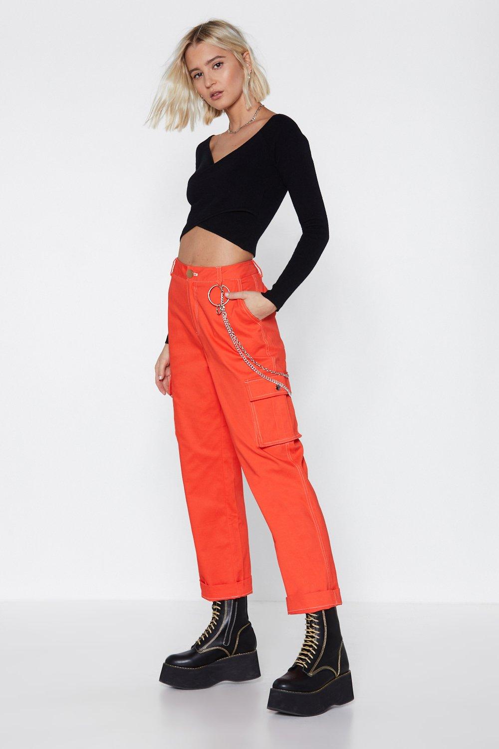 orange utility pants