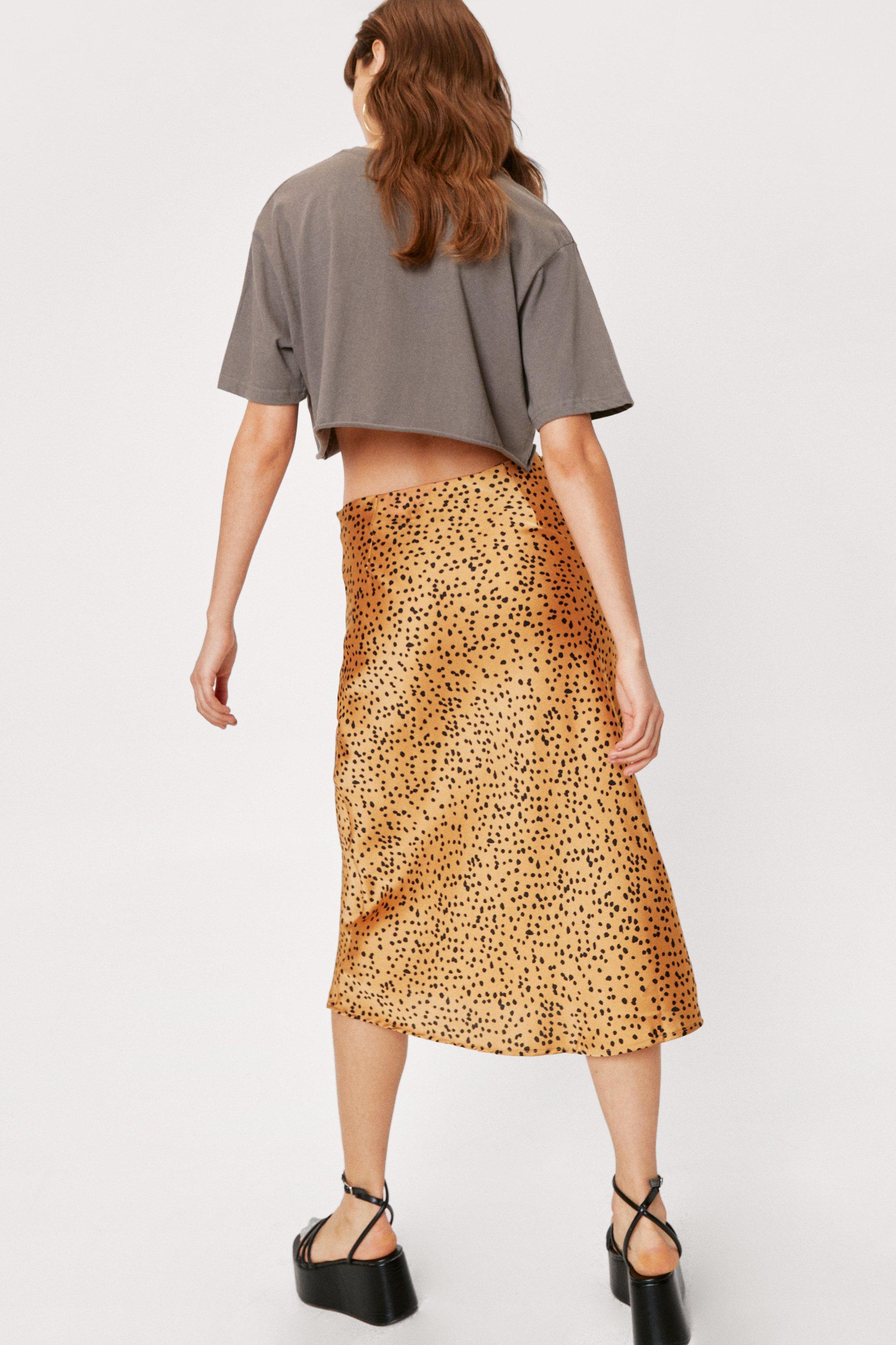 Spotty Check Satin Midi Skirt Promotions