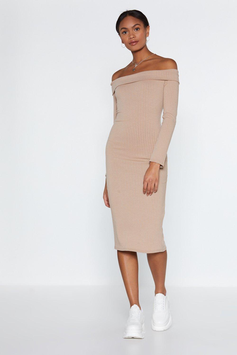 nasty gal off the shoulder dress