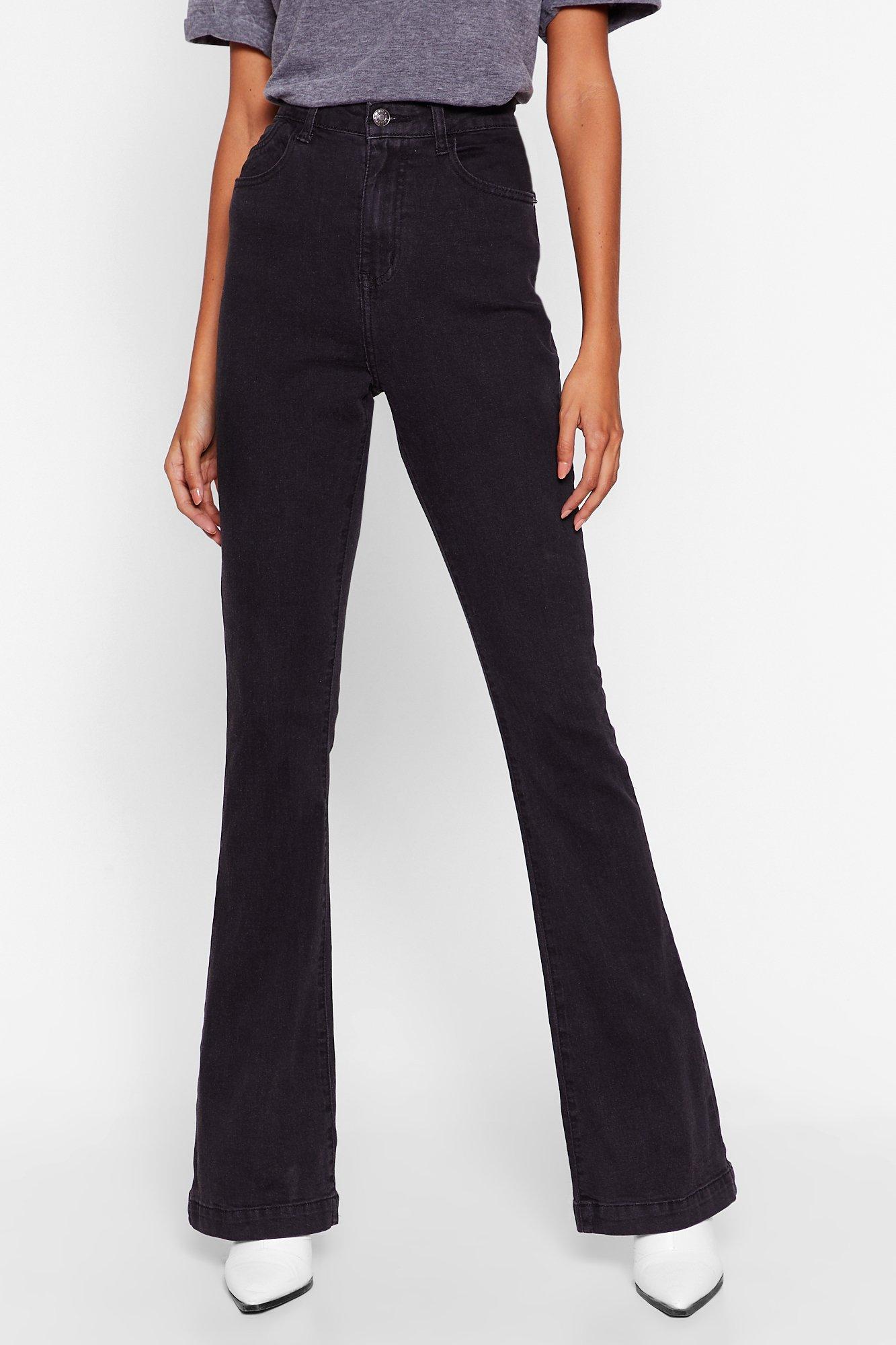 black flare high waisted jeans