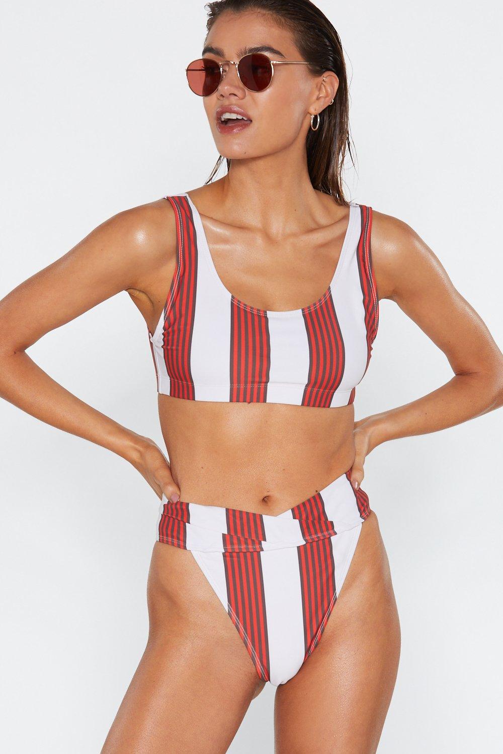 The Stripe Time High-Leg Bikini Set