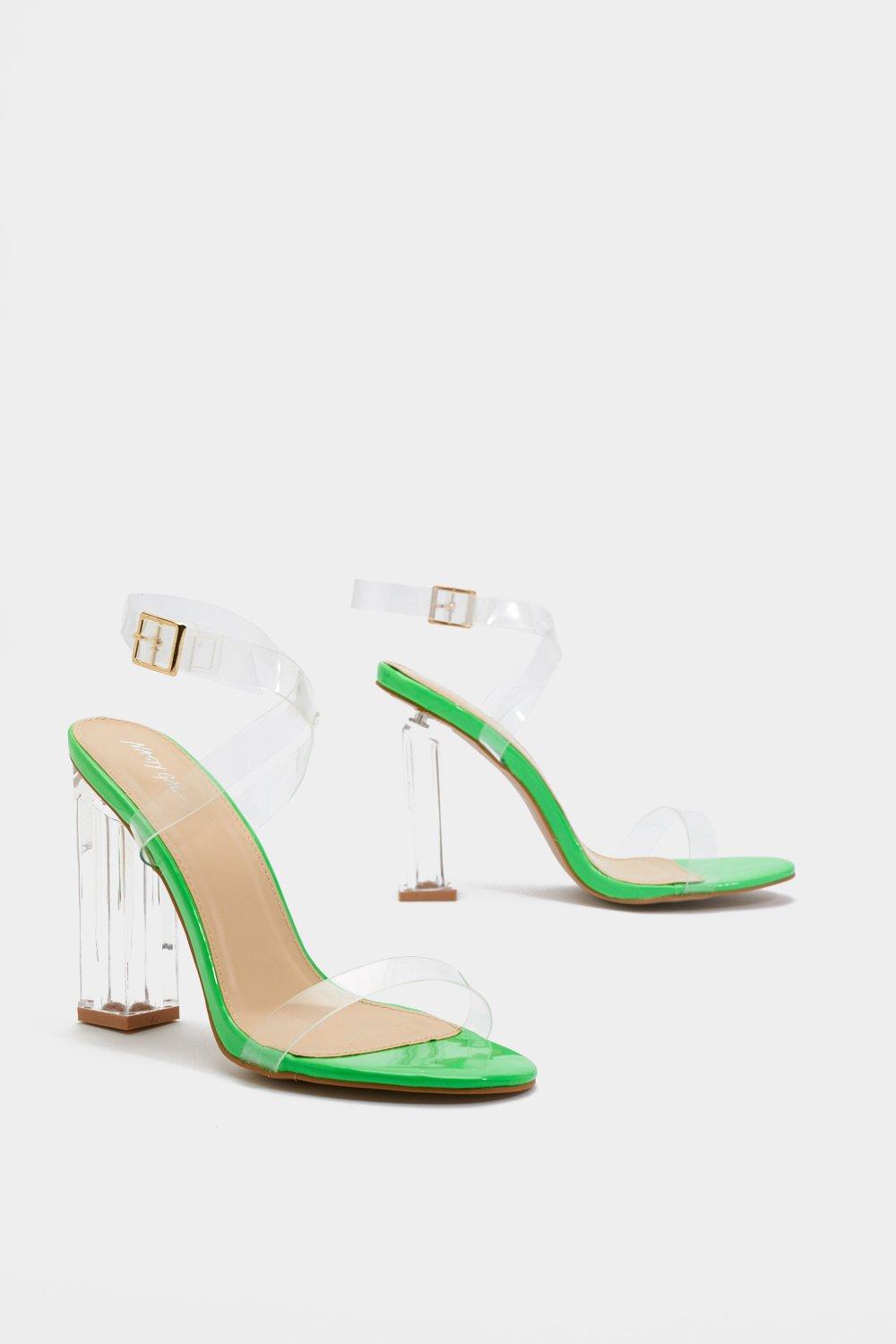 lime green clear heels