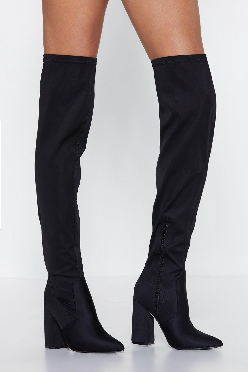 stretch over the knee black boots