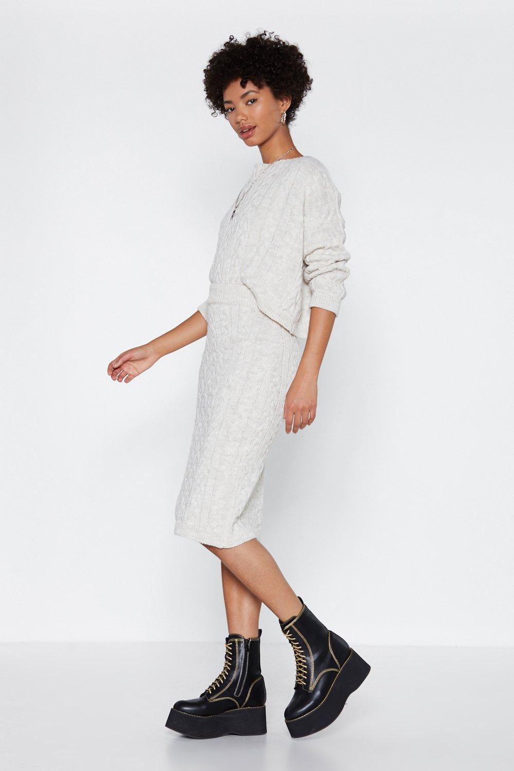 sweater knit skirt set