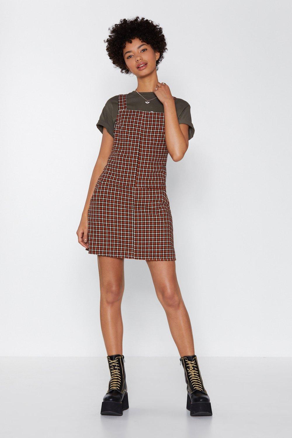 shirt and pinafore dress