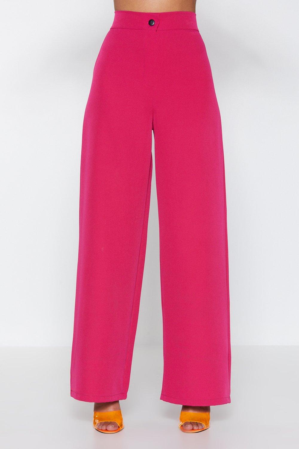 hot pink trouser suit