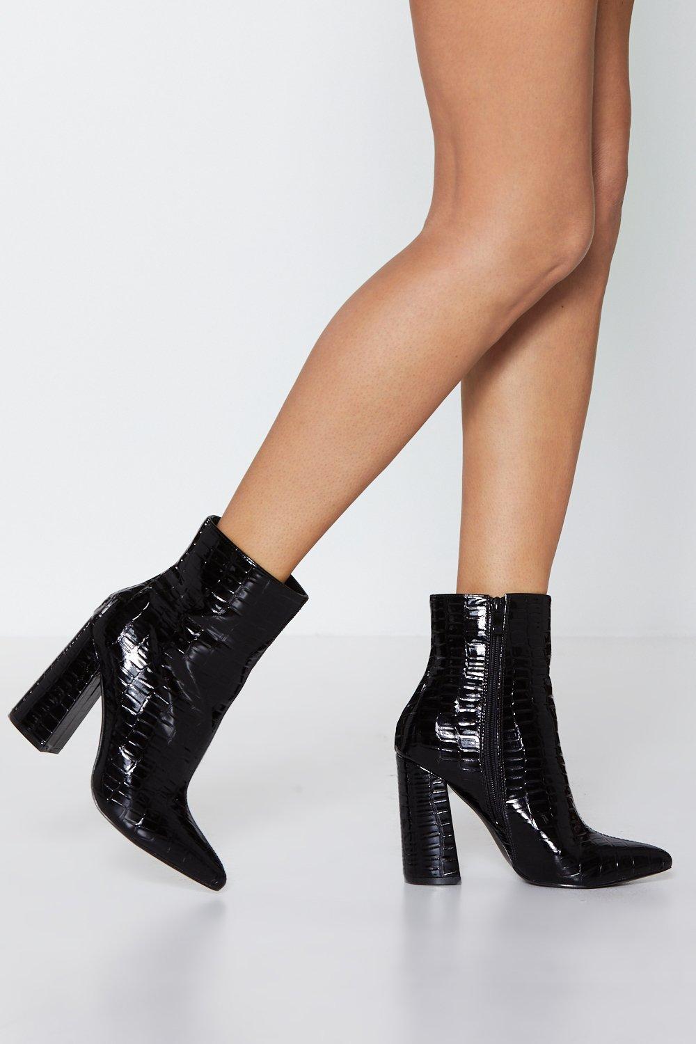 black croc ankle boots