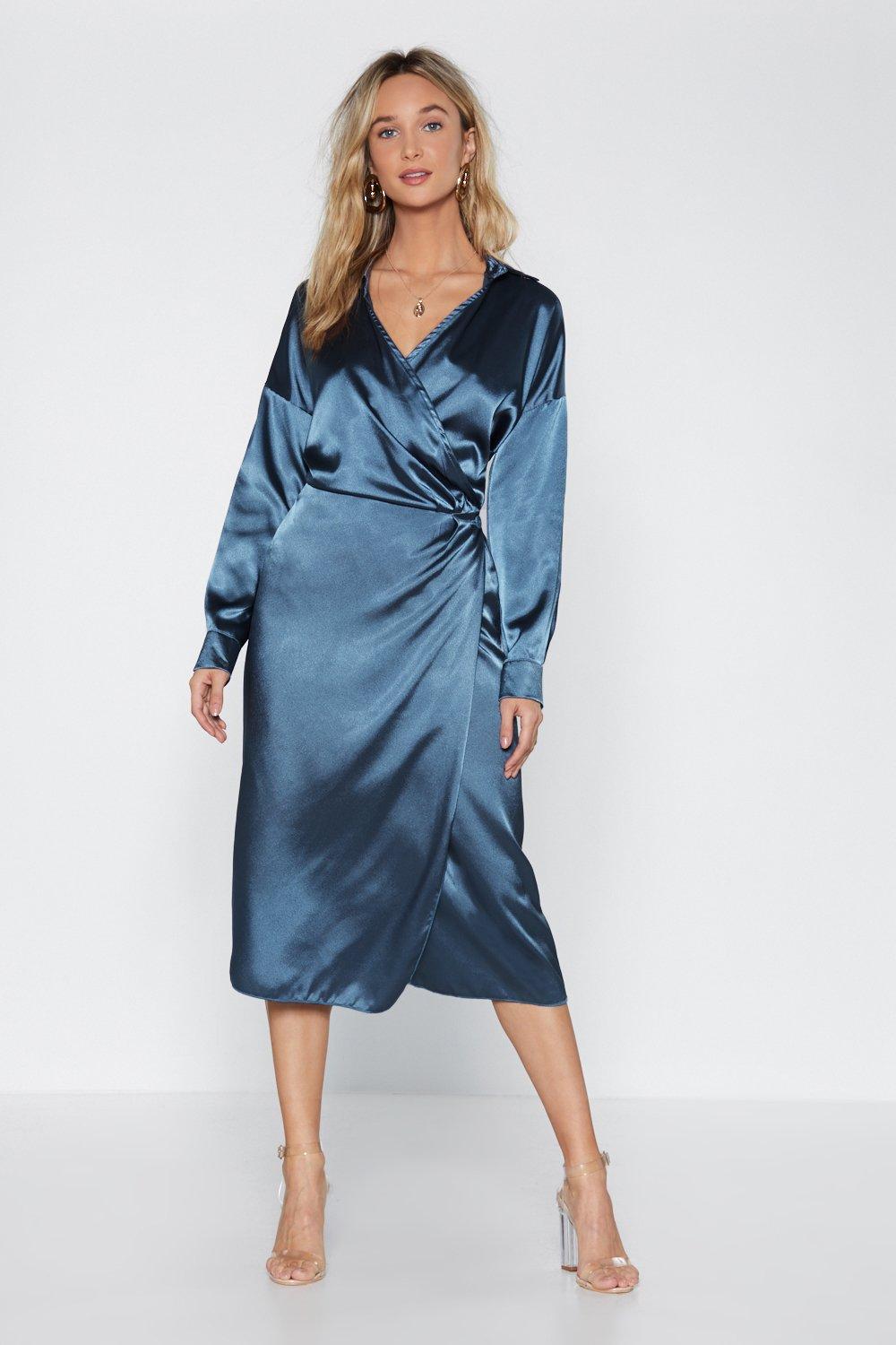 nasty gal satin wrap dress