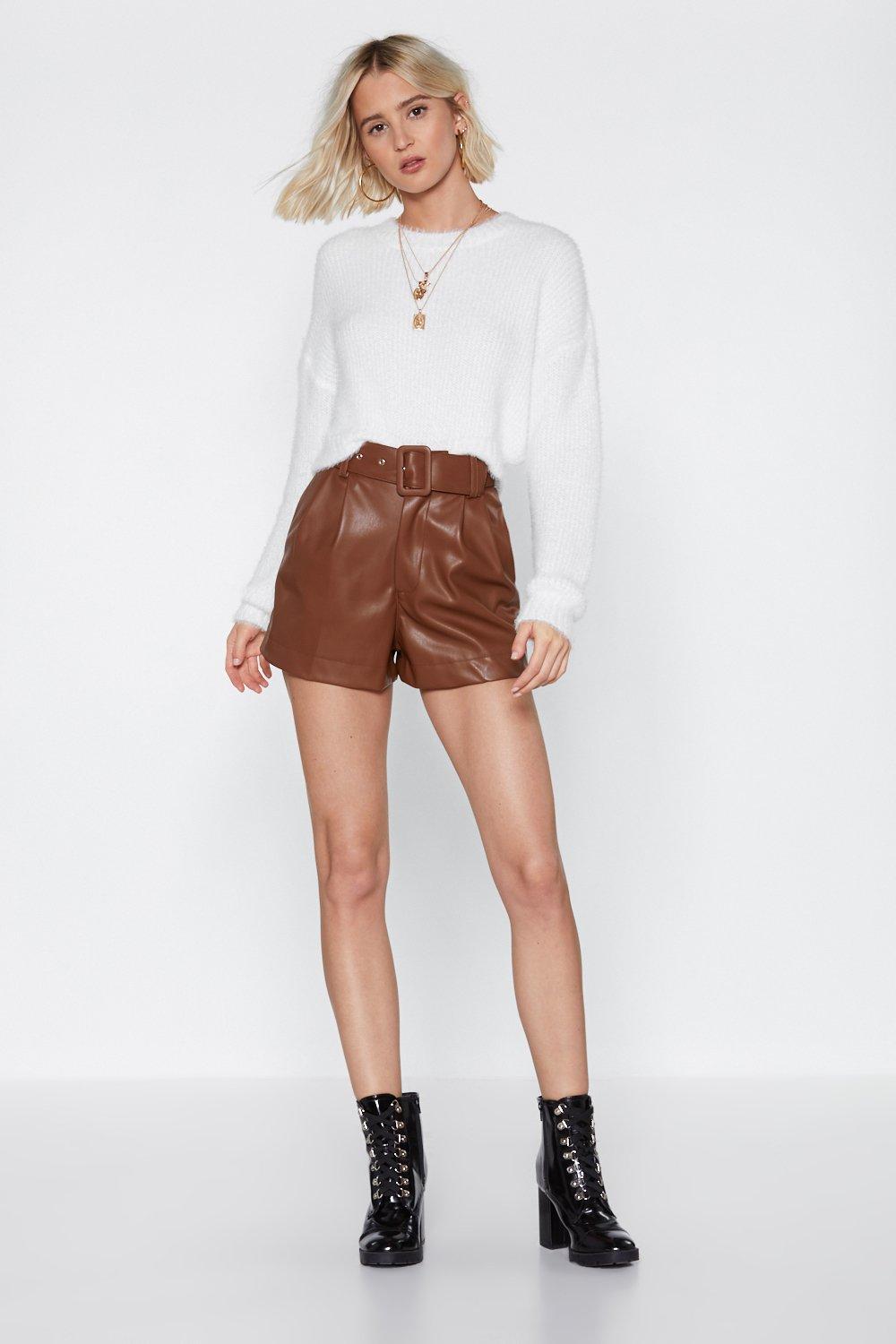 leather shorts