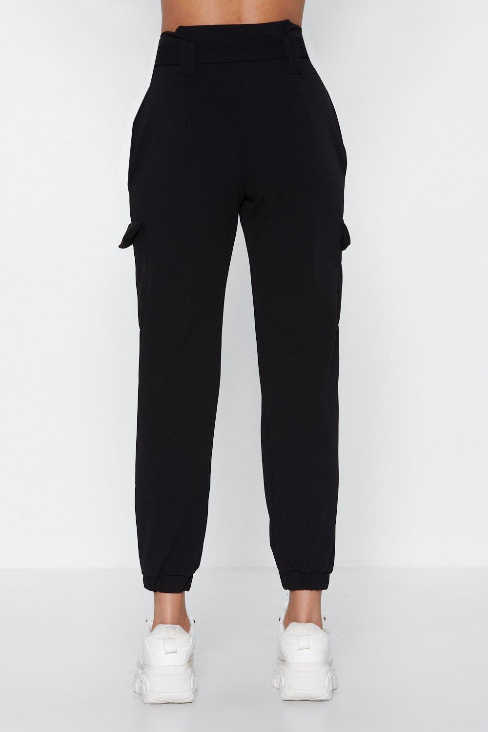 black high waisted cargo pants