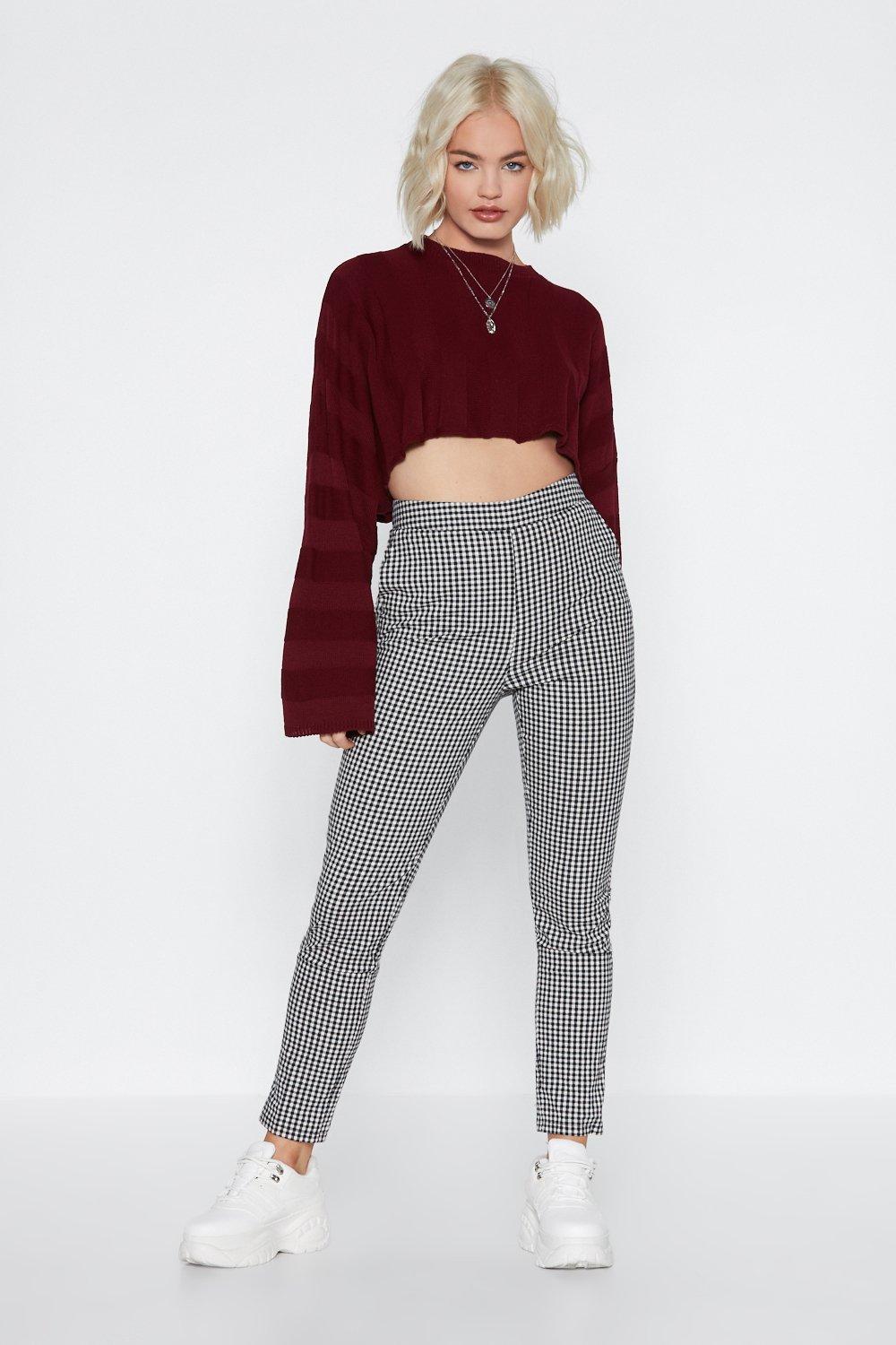 black and white gingham pants