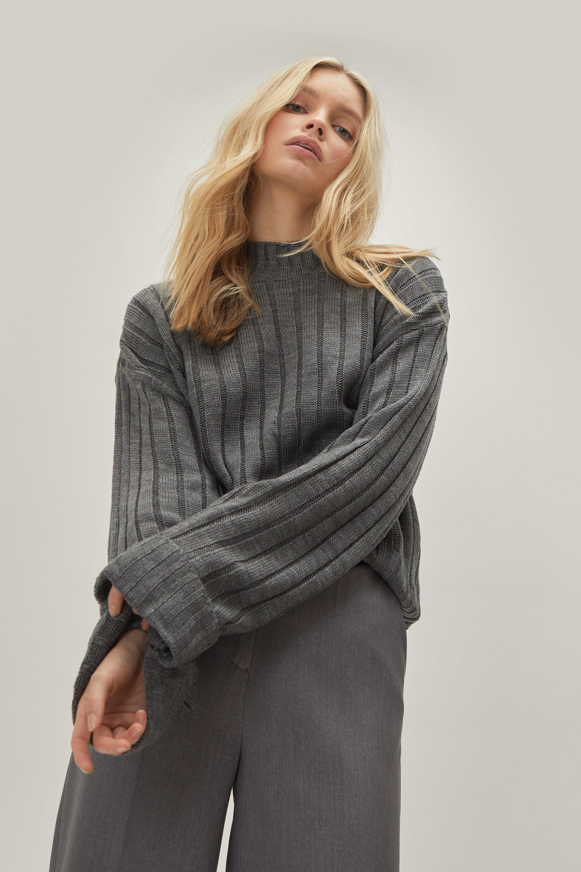 ribbed grey cardigan