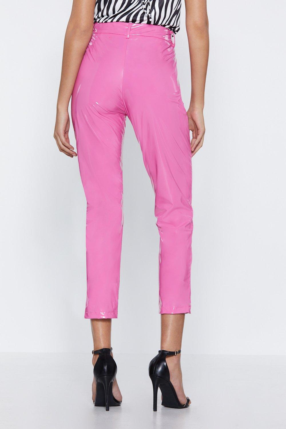 leather pink pants