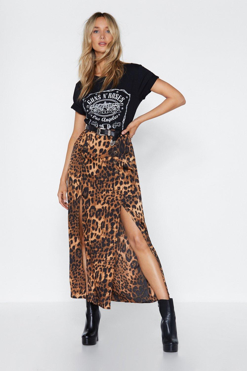 leopard skirt with split