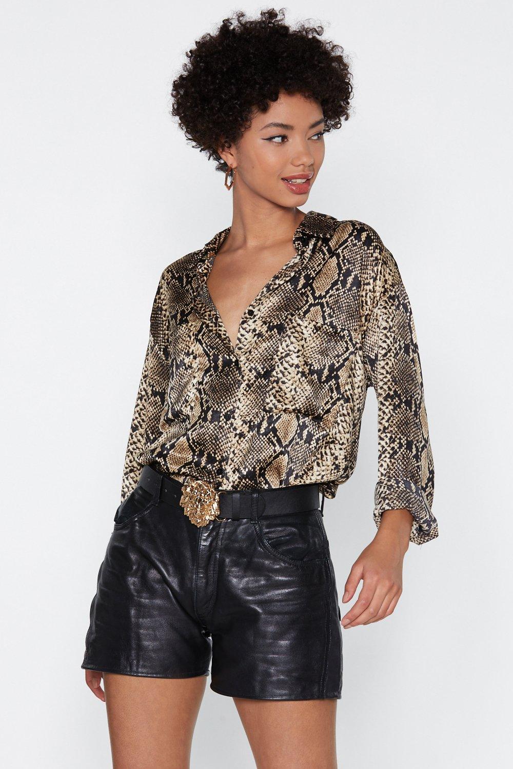 satin snake print blouse