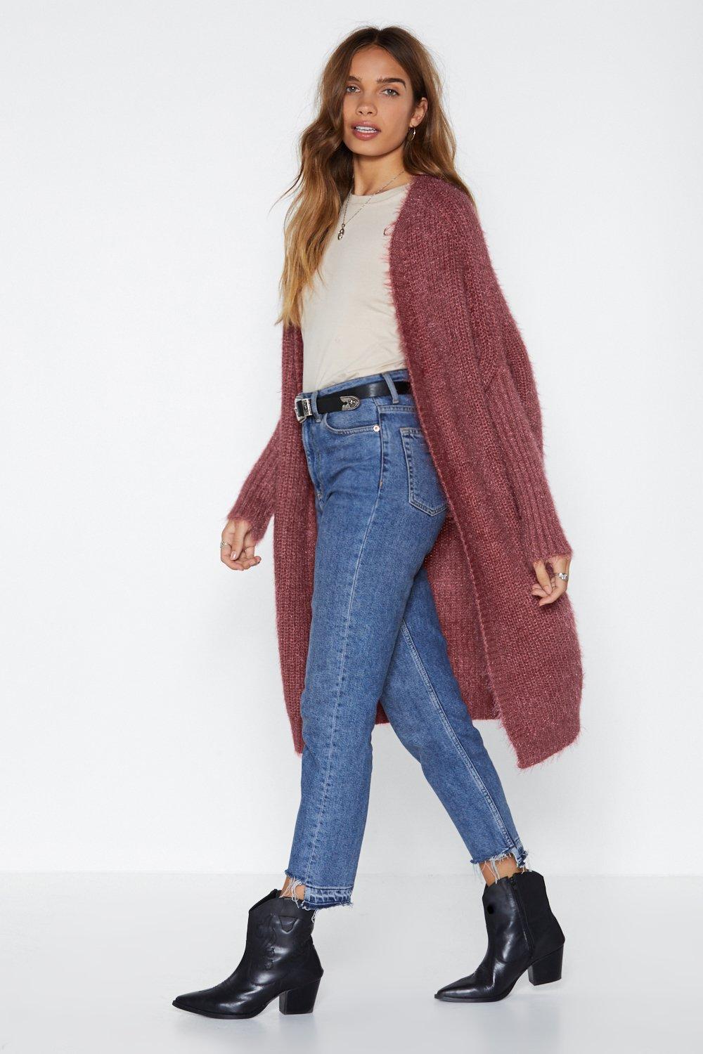 fluffy longline cardigan