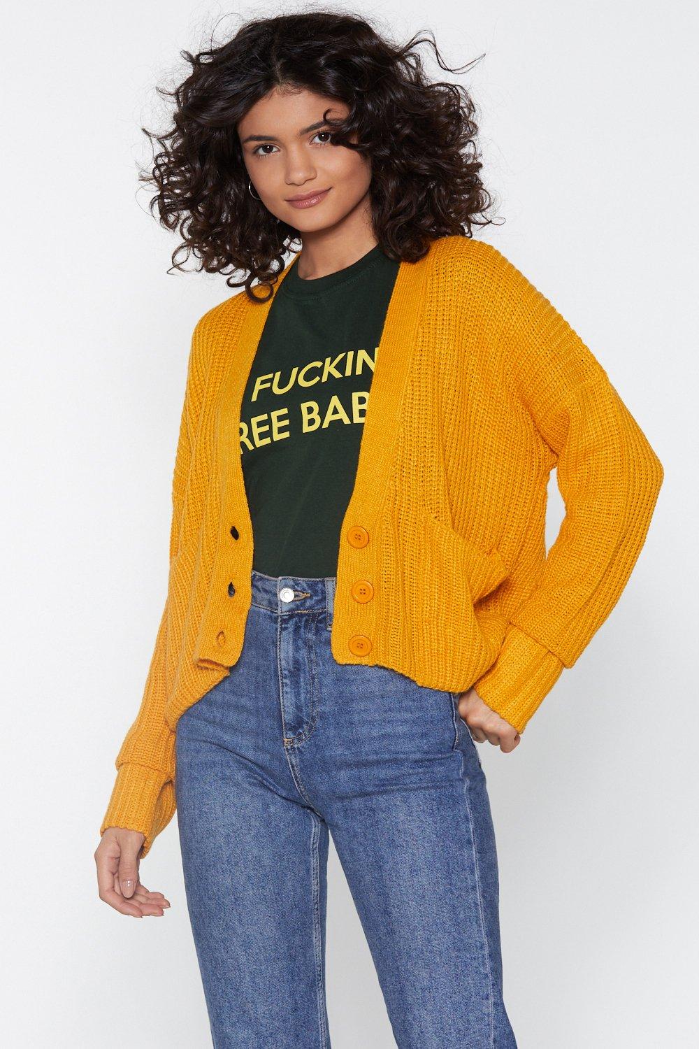 nasty gal yellow cardigan