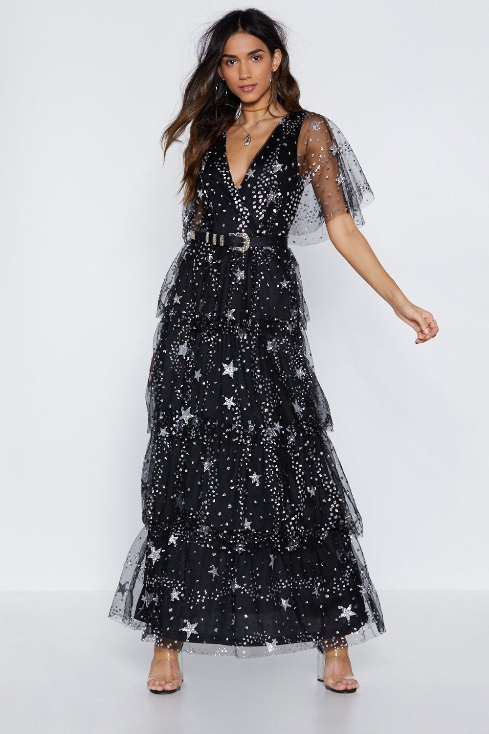 long black dress with stars