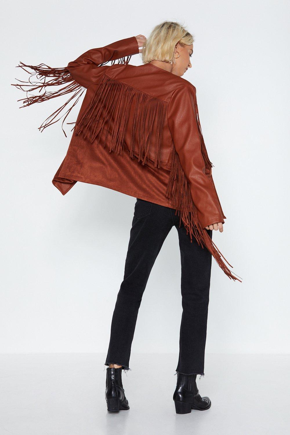 faux fringe jacket