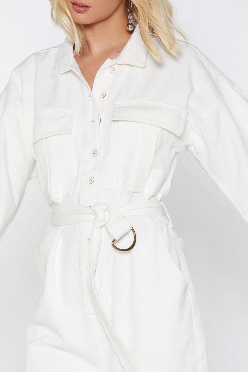 white denim boilersuit