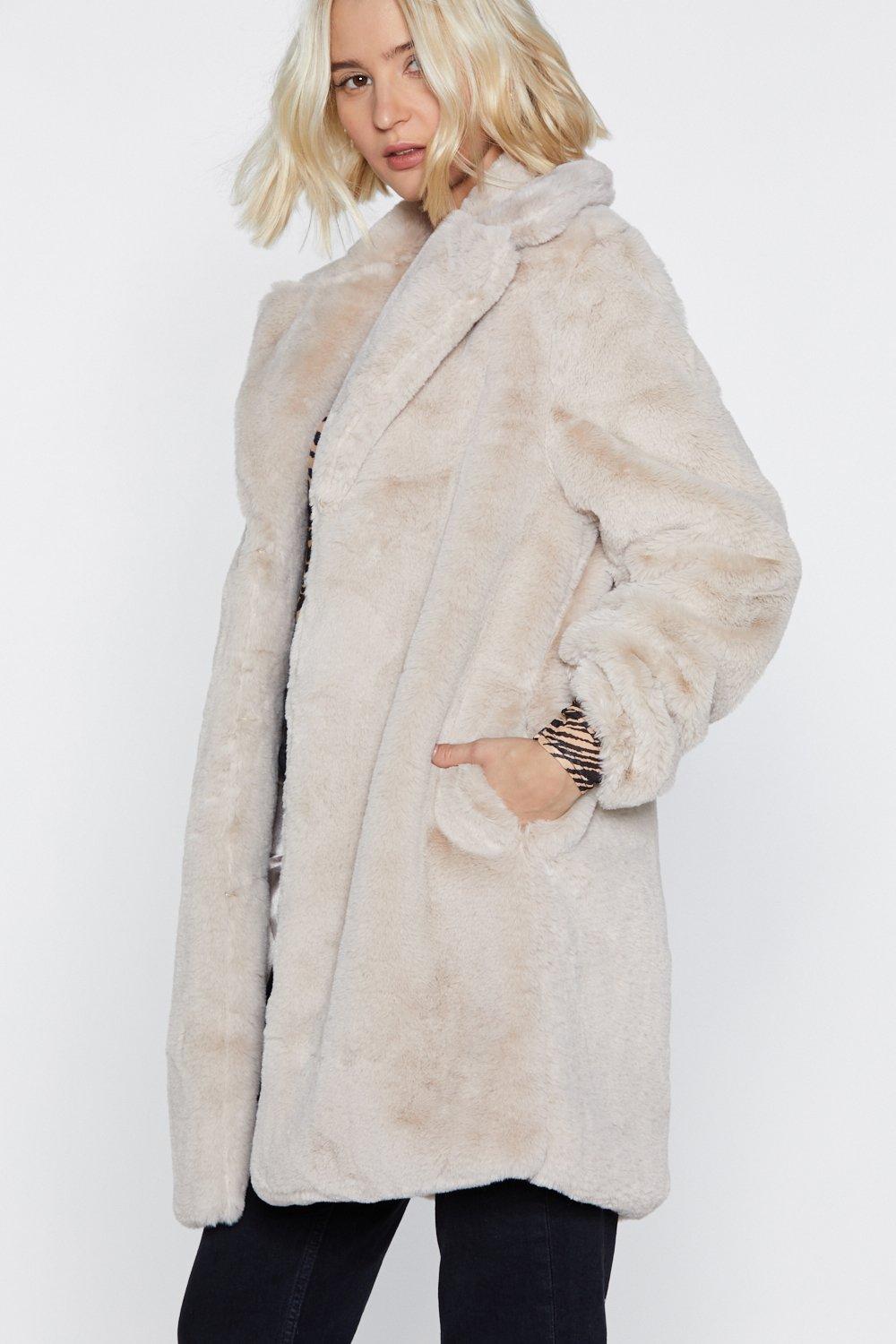 beige fur coat