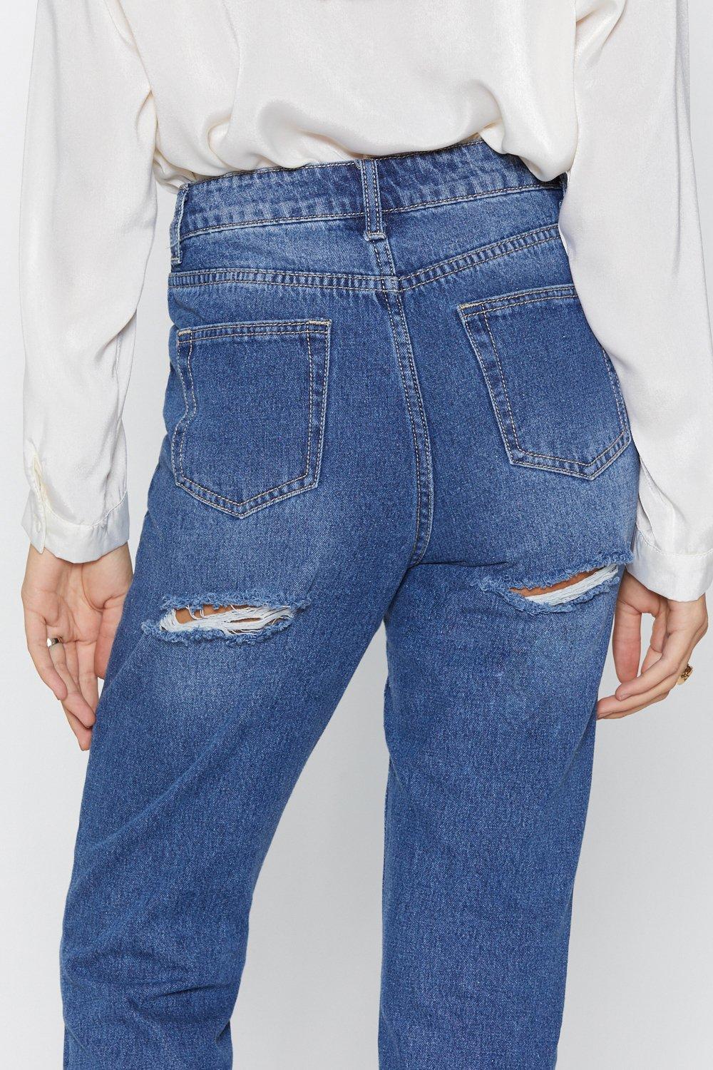 mom jeans with ripped bum