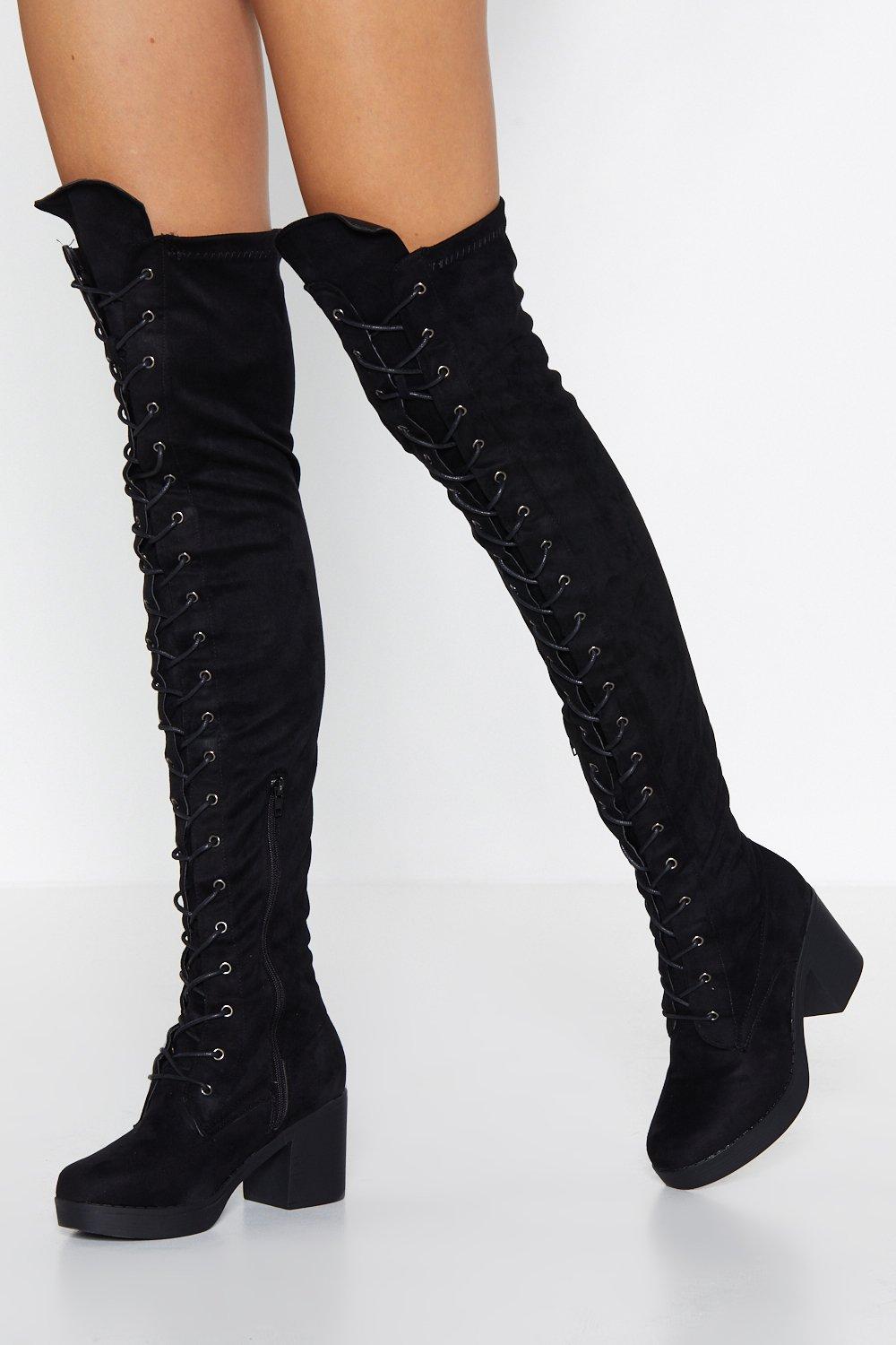 lace high knee boots