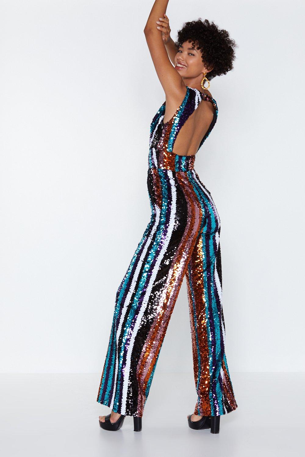 multicolor sequin jumpsuit