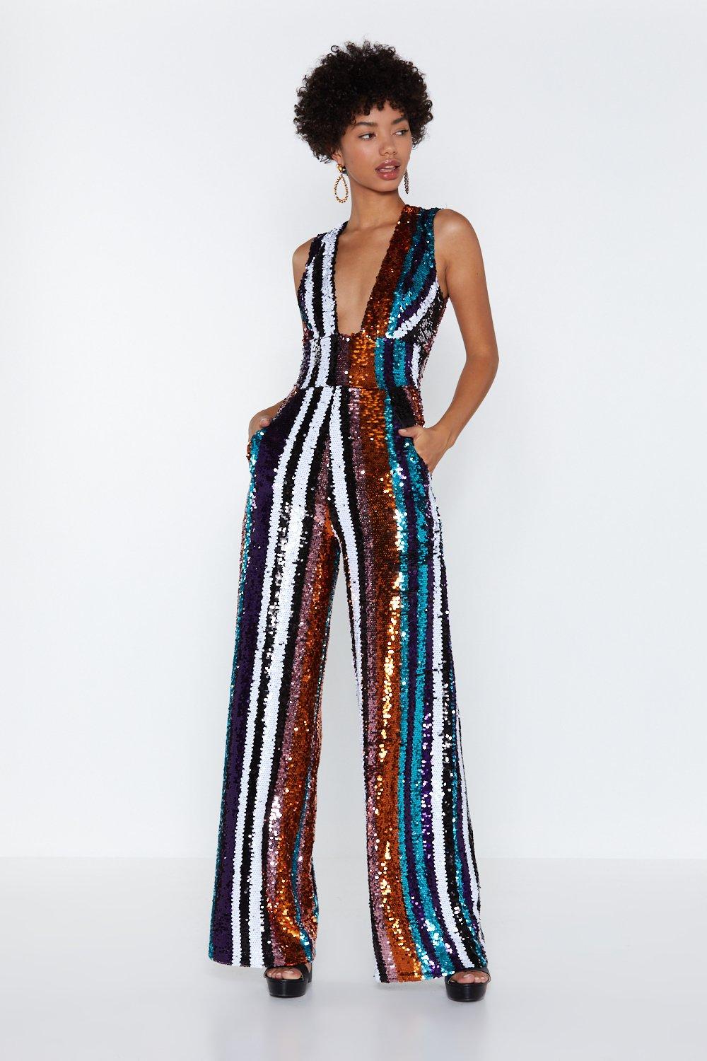 sequin jumpsuit multicolor