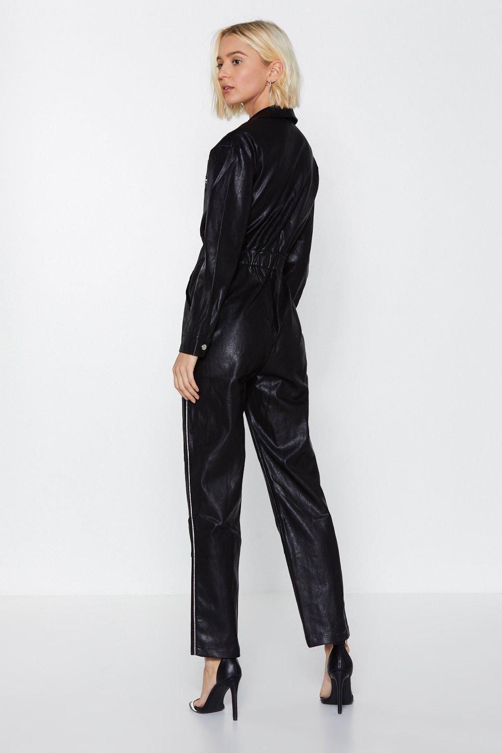 pu leather jumpsuit