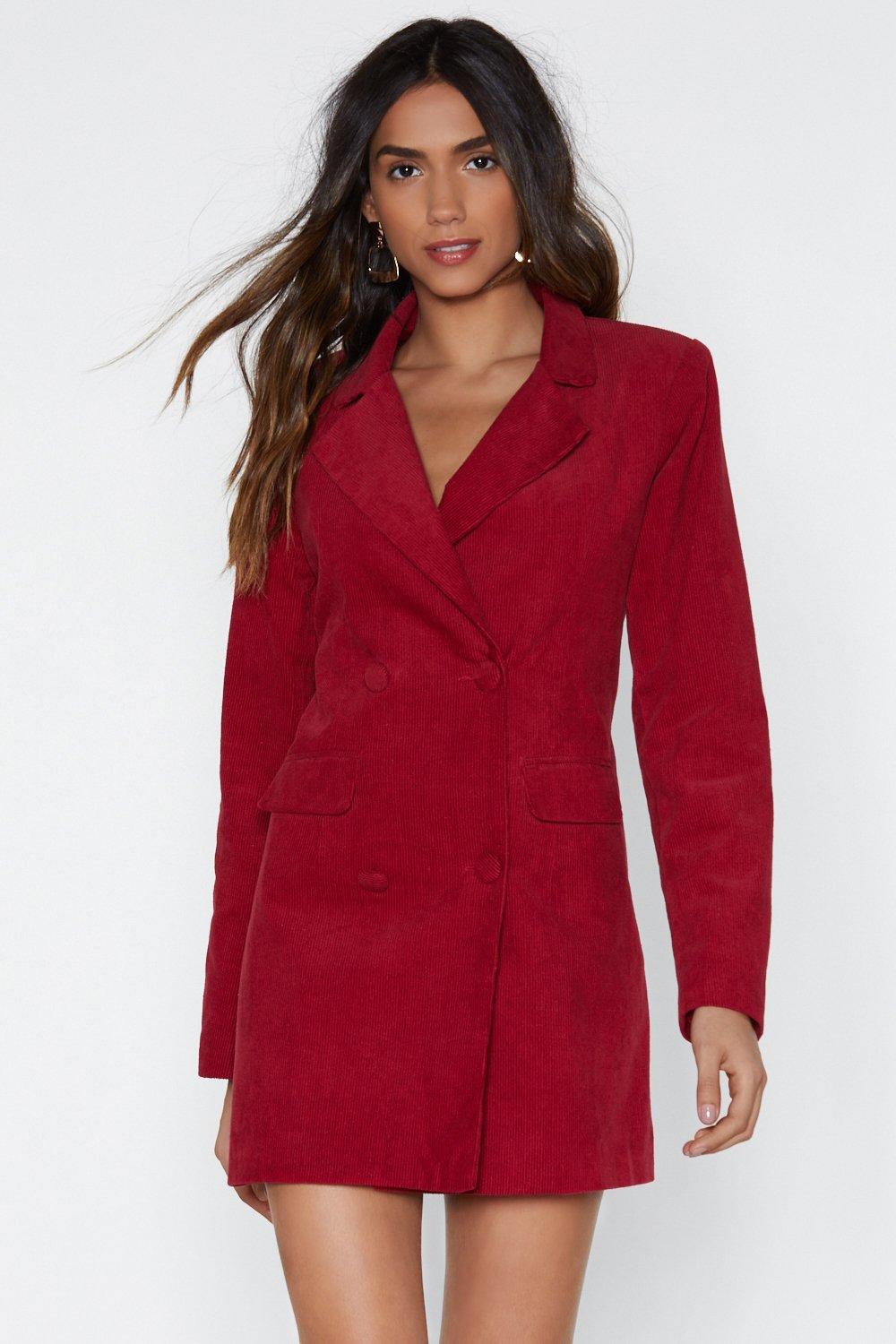 burgundy blazer dress