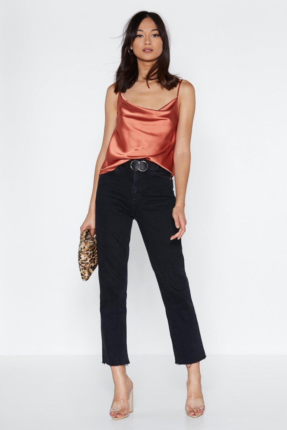 cowl hearted satin top