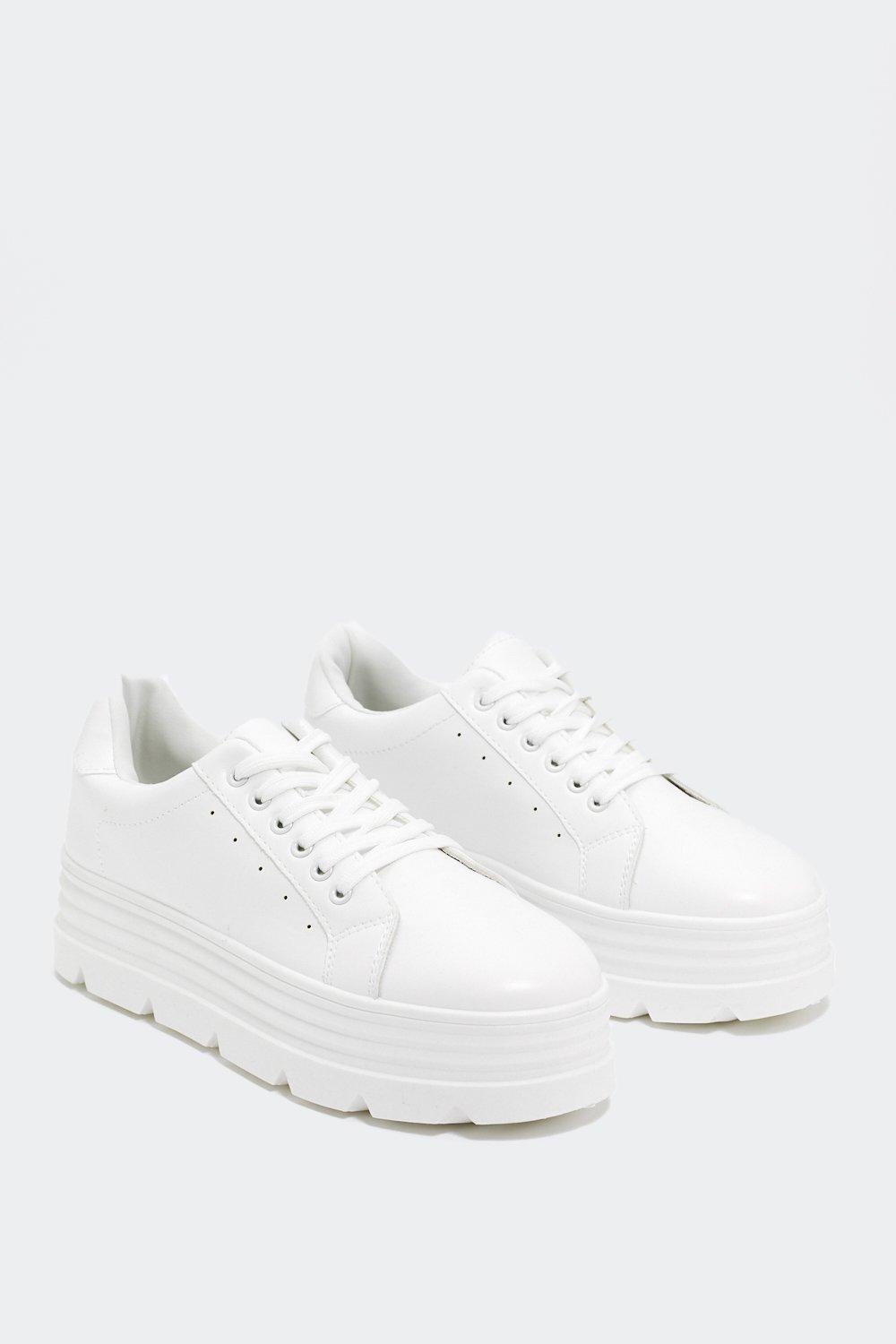 all white platform sneakers