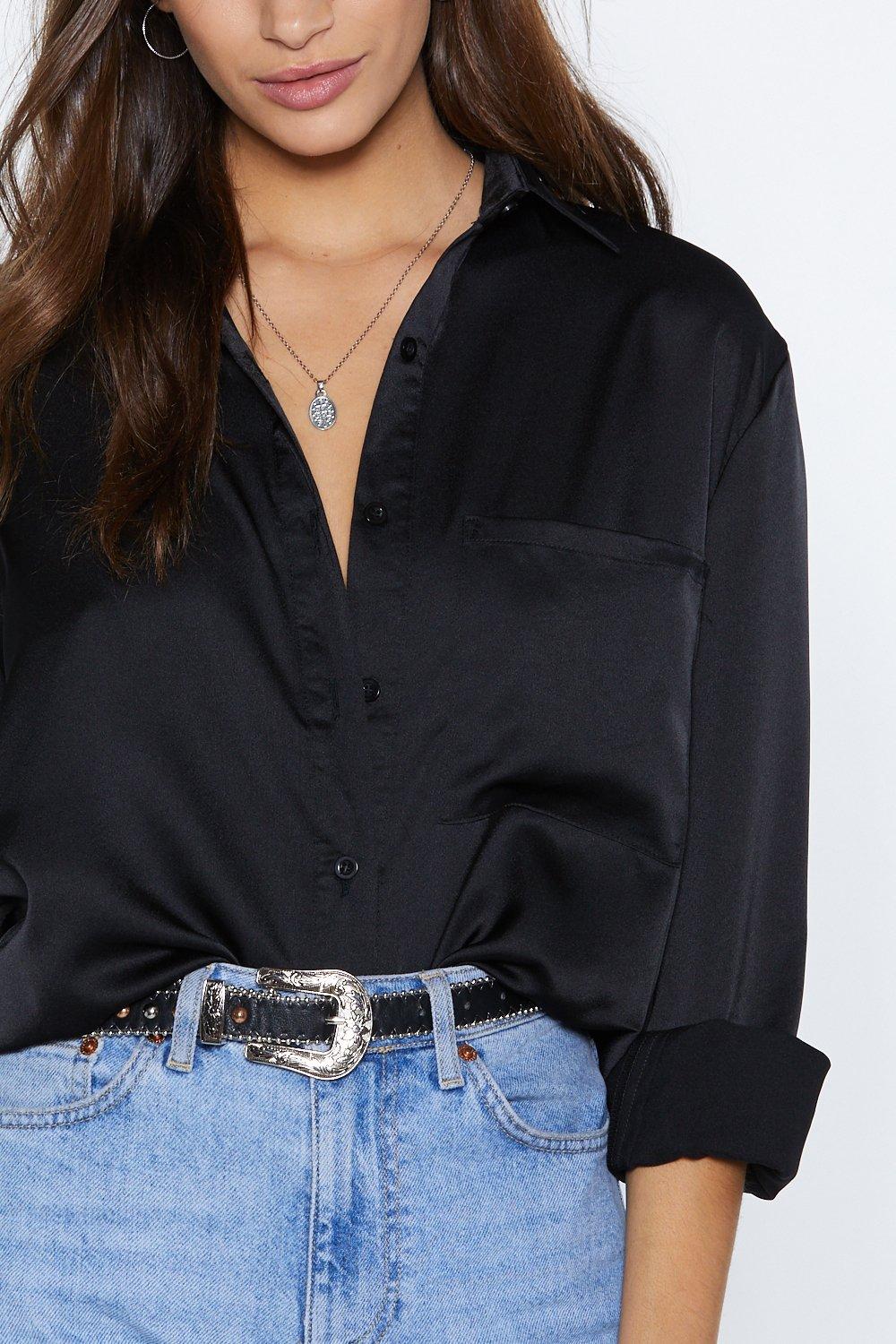 black satin shirt womens