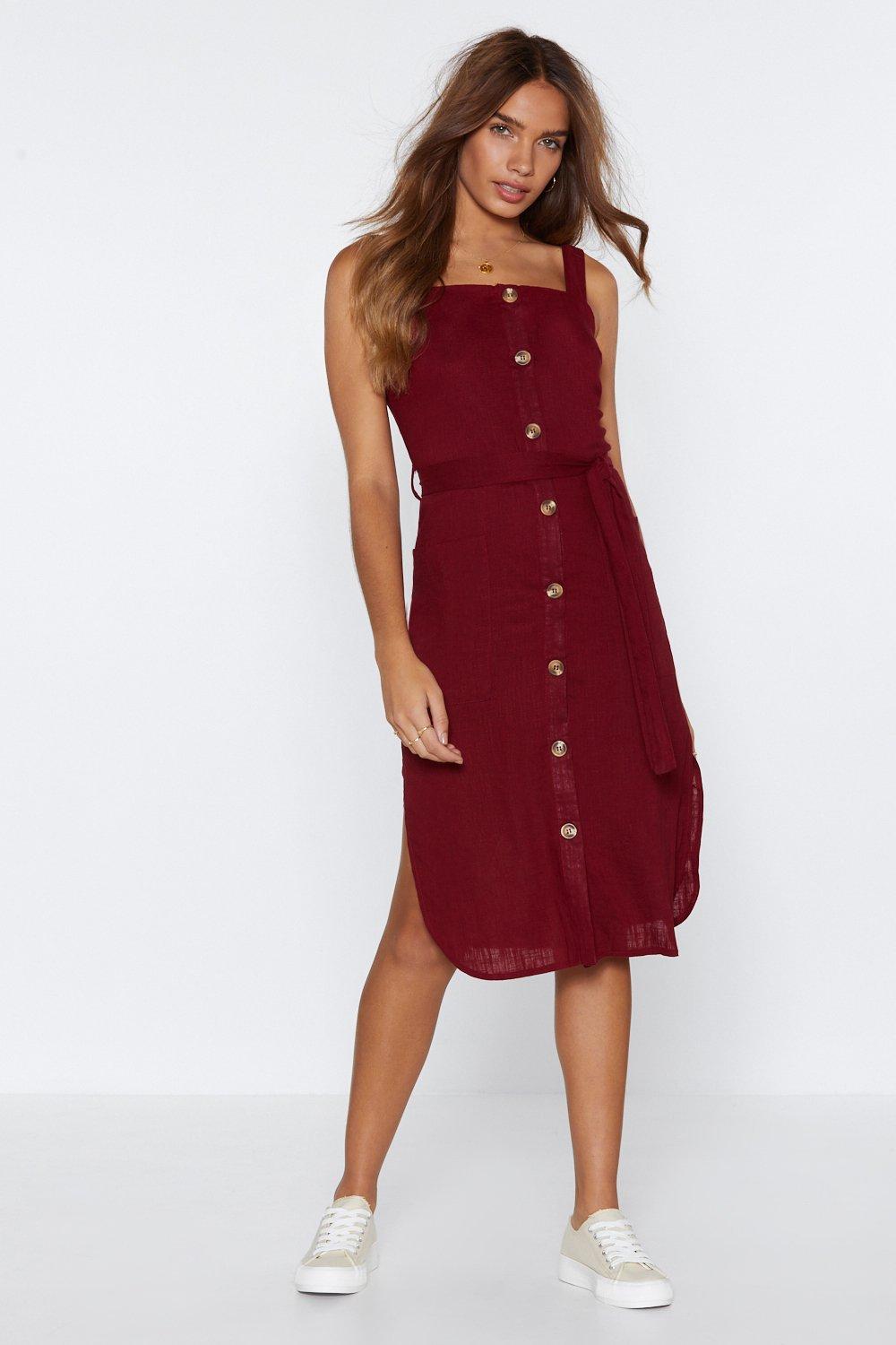 burgundy button down dress