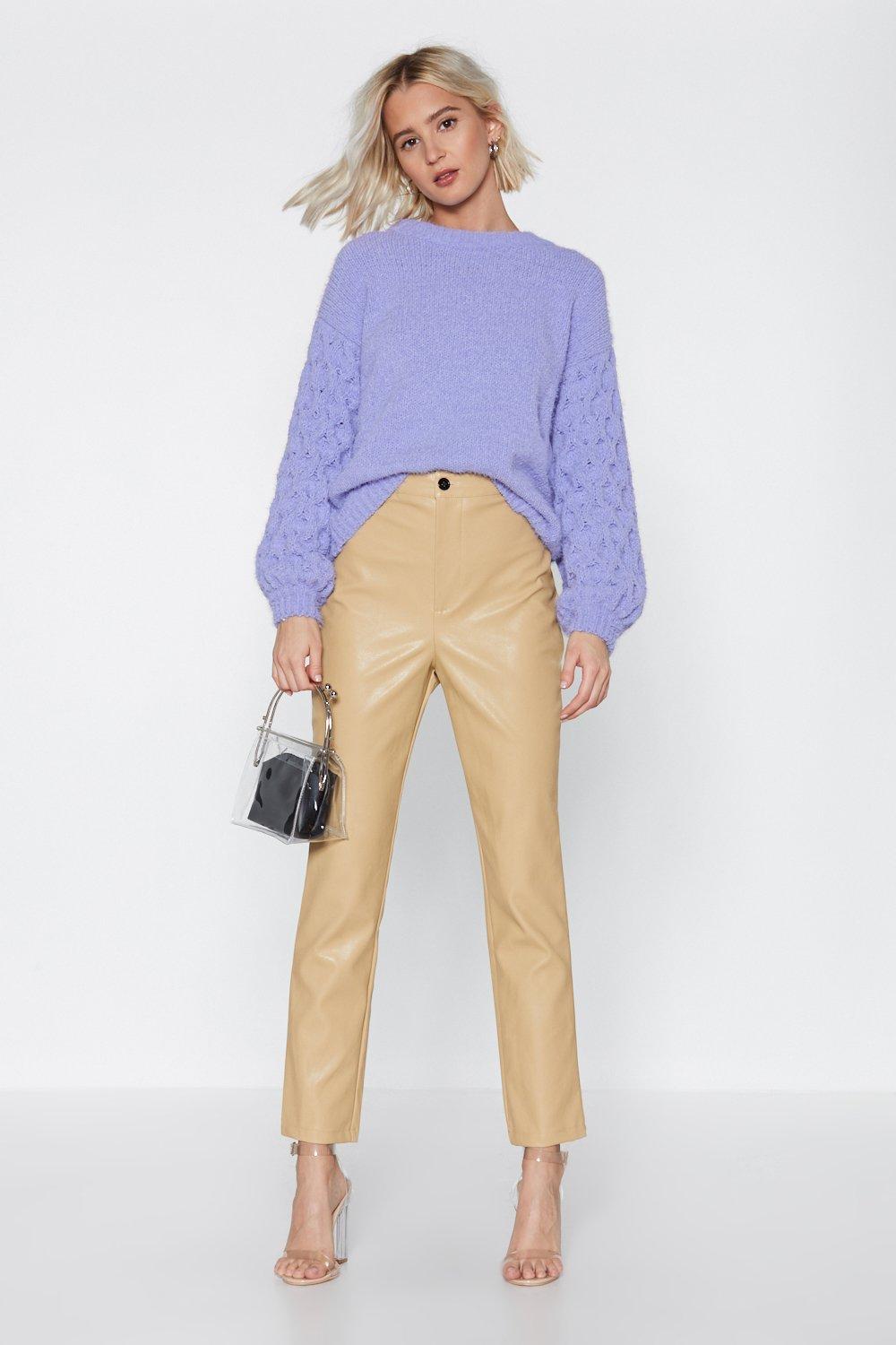 beige leather pants