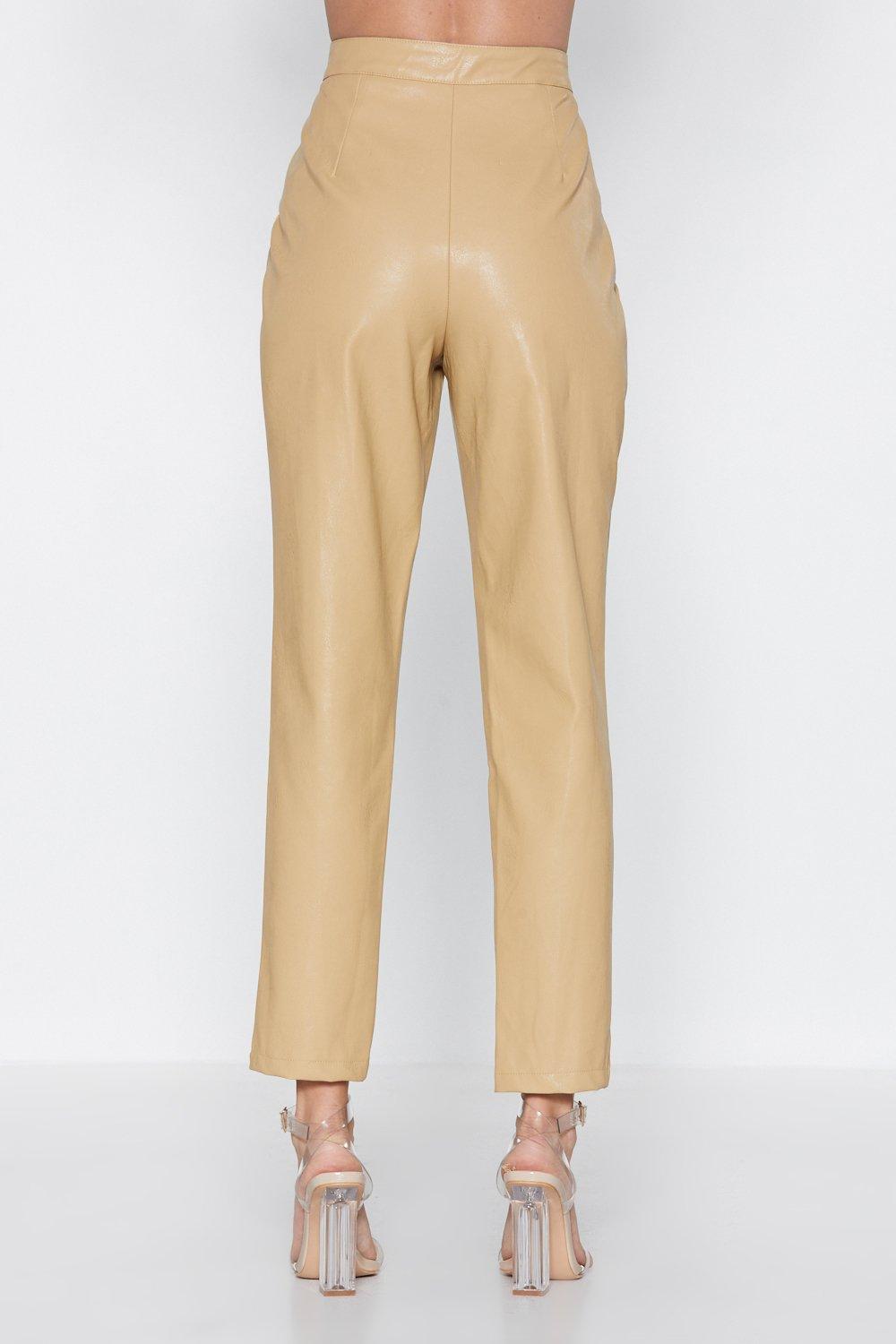 yellow faux leather pants