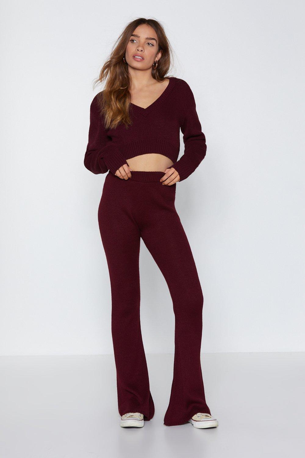 knitted flare pants