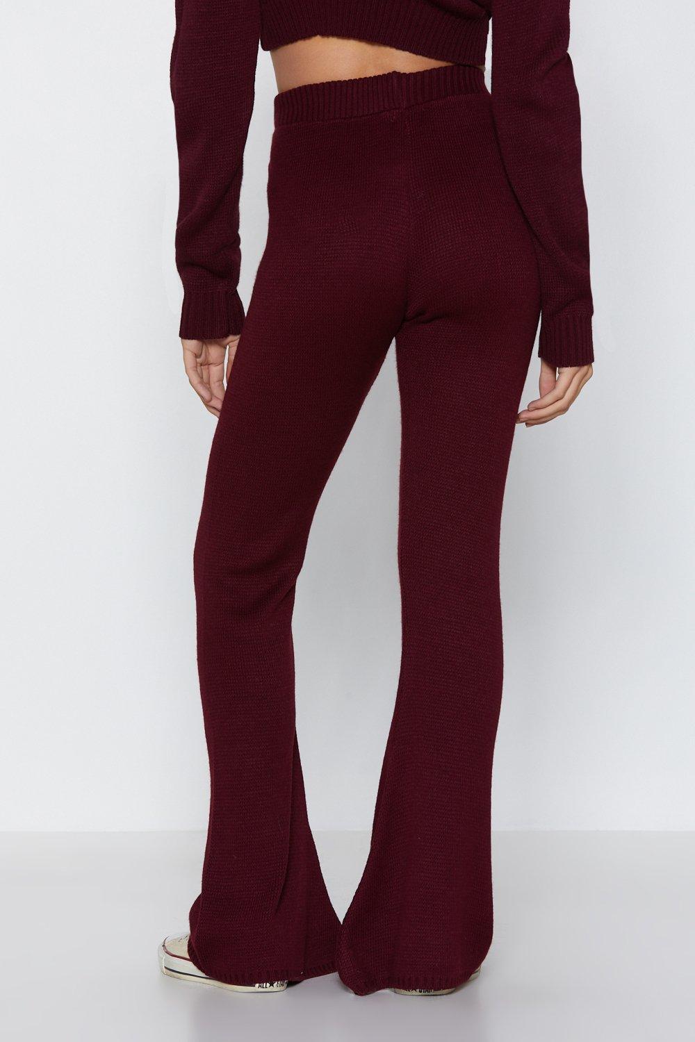 maroon flare pants