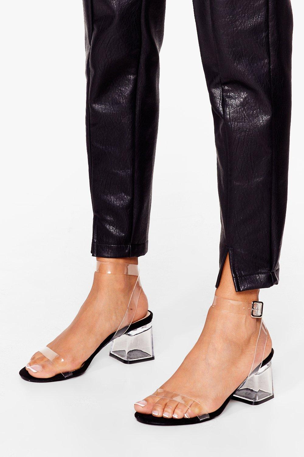 black and transparent heels