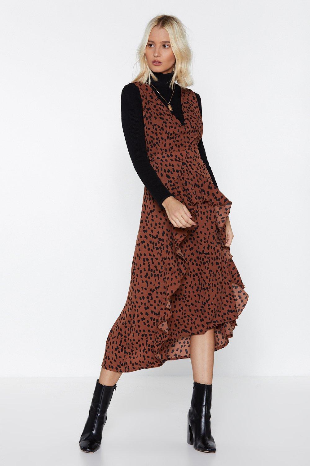 animal print pinafore