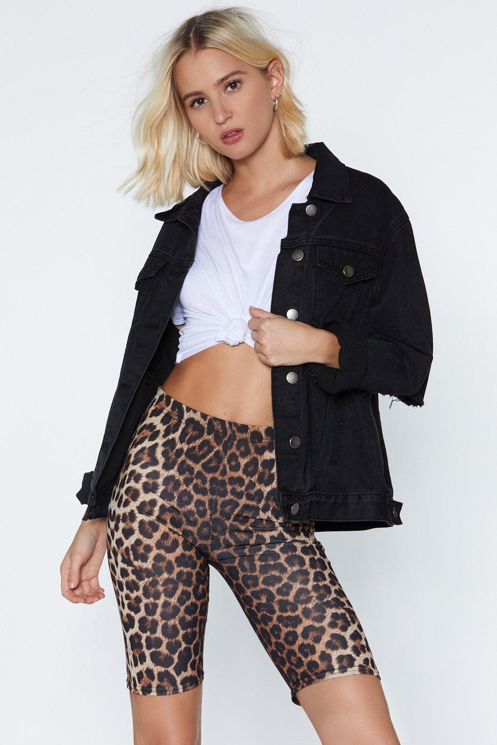plus size leopard print biker shorts