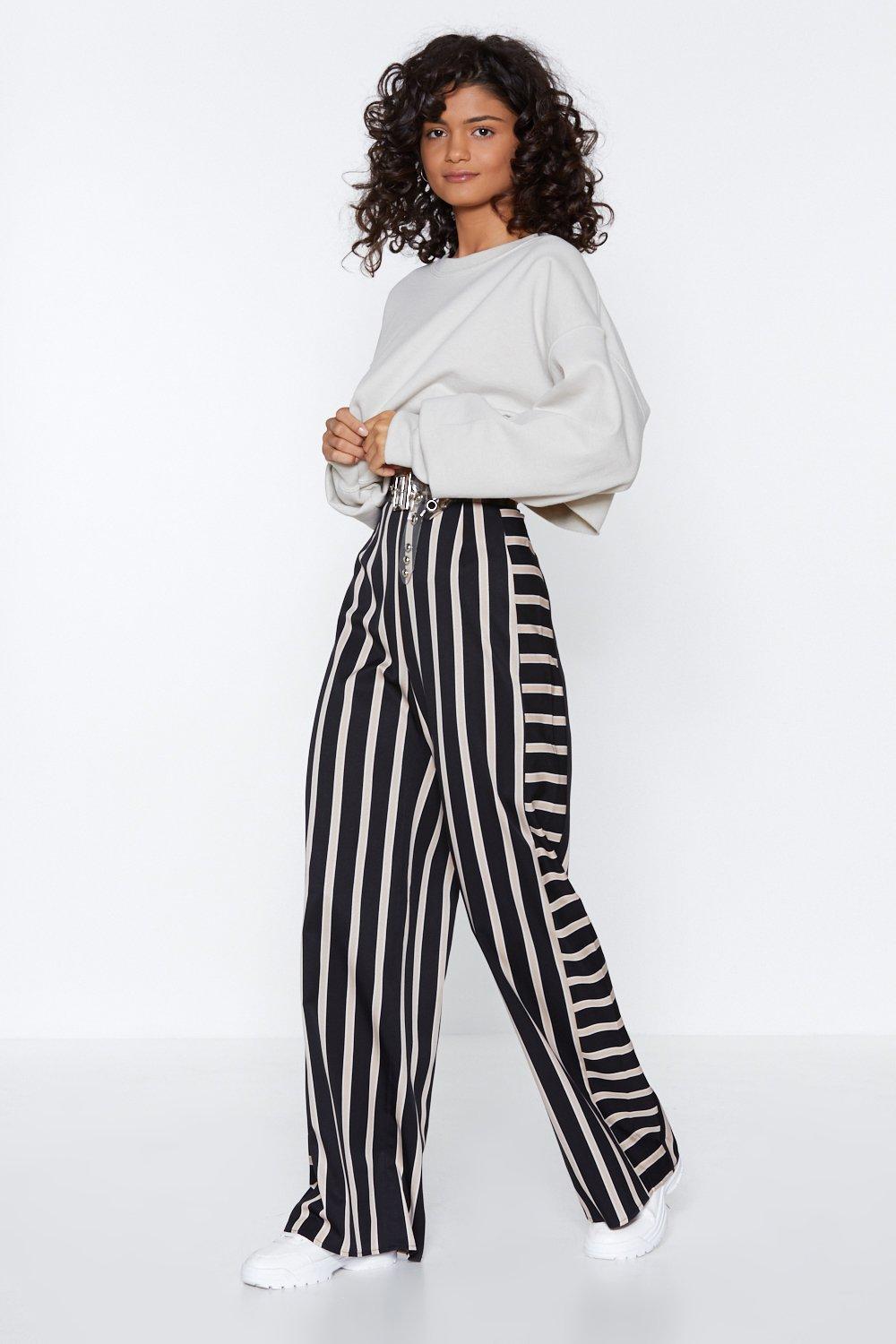 stripe leg trousers