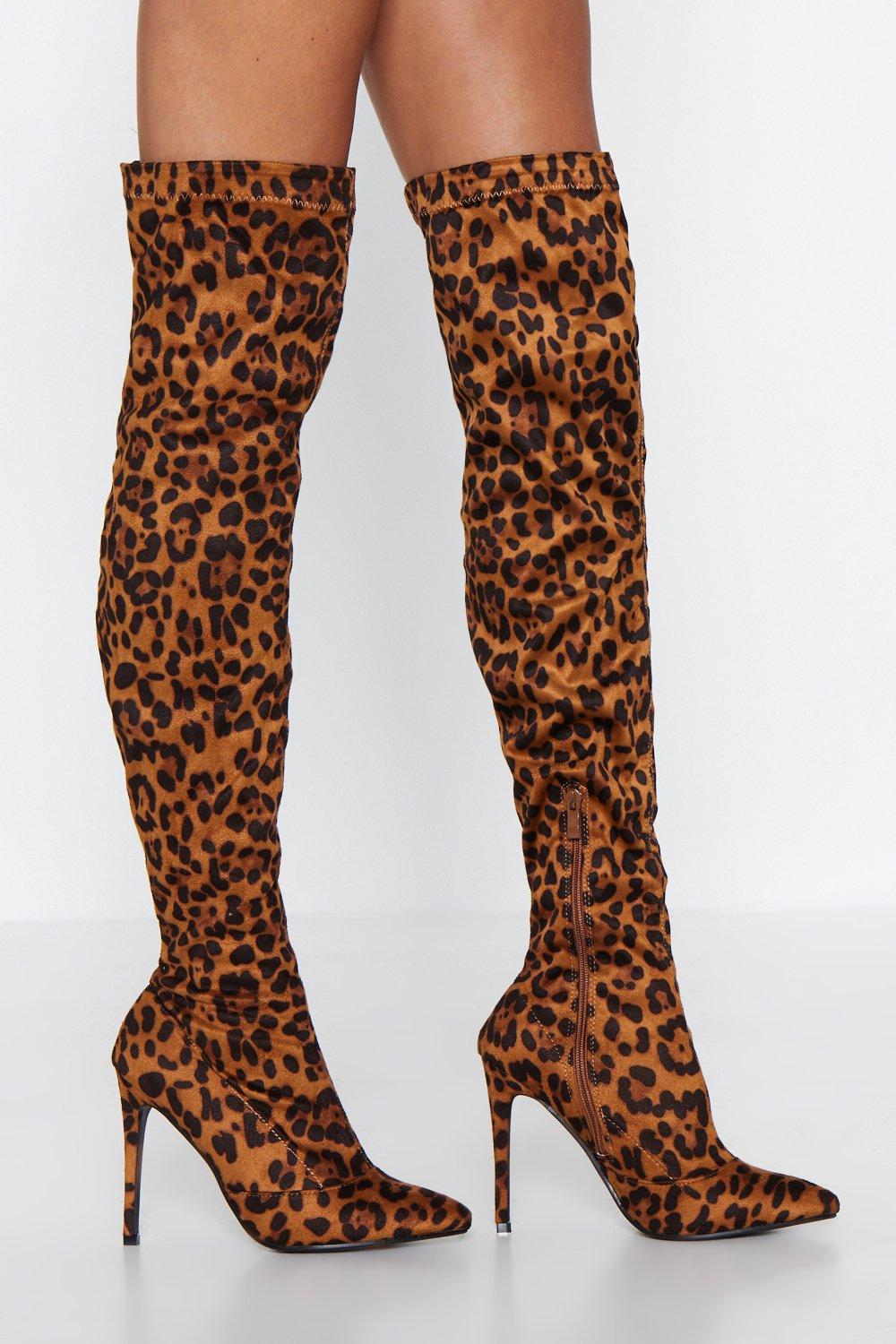 leopard over the knee boots