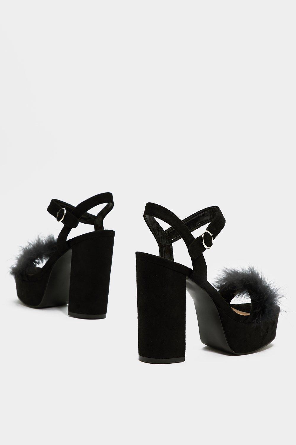 fluffy platform heels