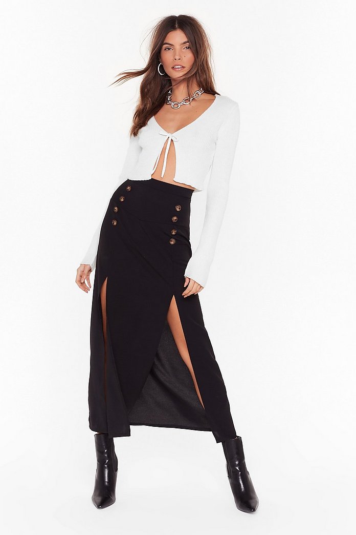 Can’t We Just Slit Down Midi Skirt