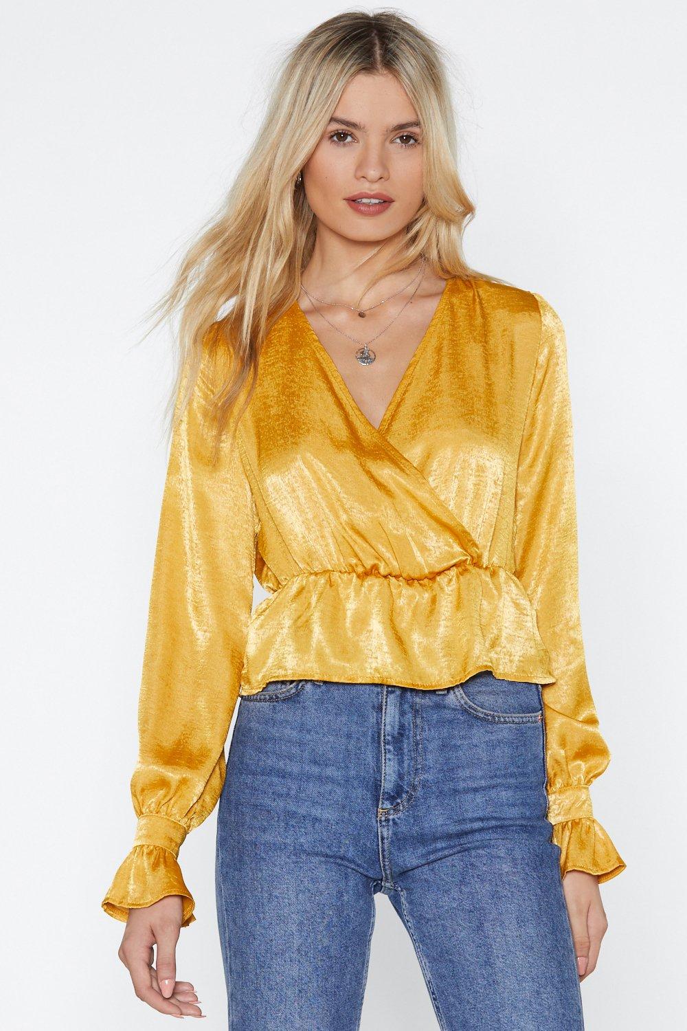 mustard satin top